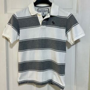 Abercrombie white and grey polo shirt